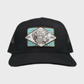 Lazy J Black Iron Horn Curved Bill Trucker Hat