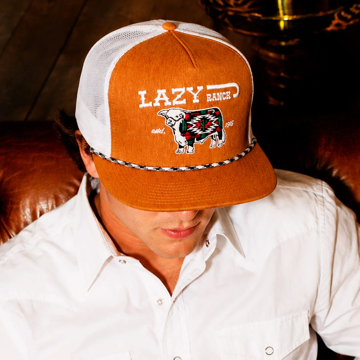 Lazy J Ranch Brown & White Alpine Classic Rope  Hat