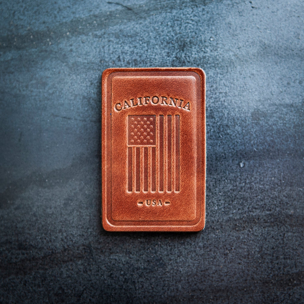 California American Flag Leather Magnet Block Style