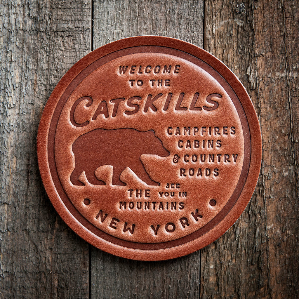 Catskills New York Bear Leather Coaster