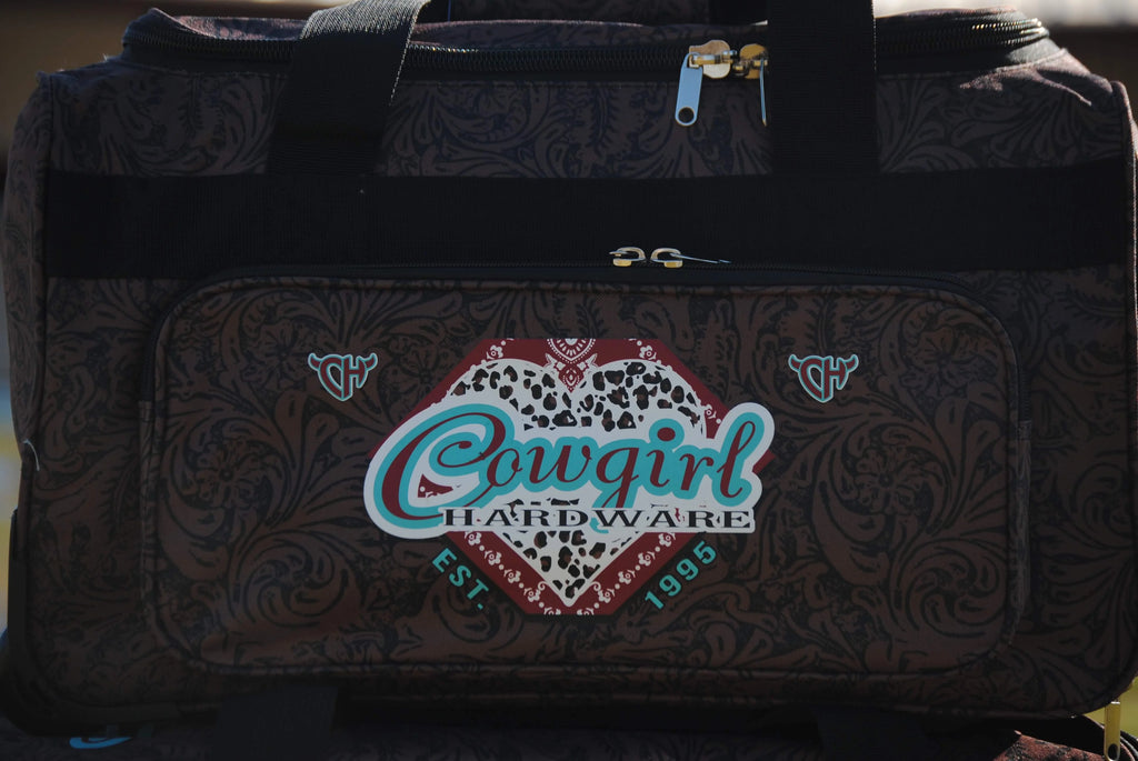 CH Fancy Heart Tooled Leather 3 Wheel Bag