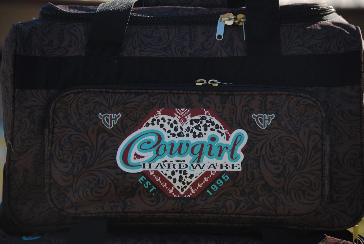 CH Fancy Heart Tooled Leather 3 Wheel Bag