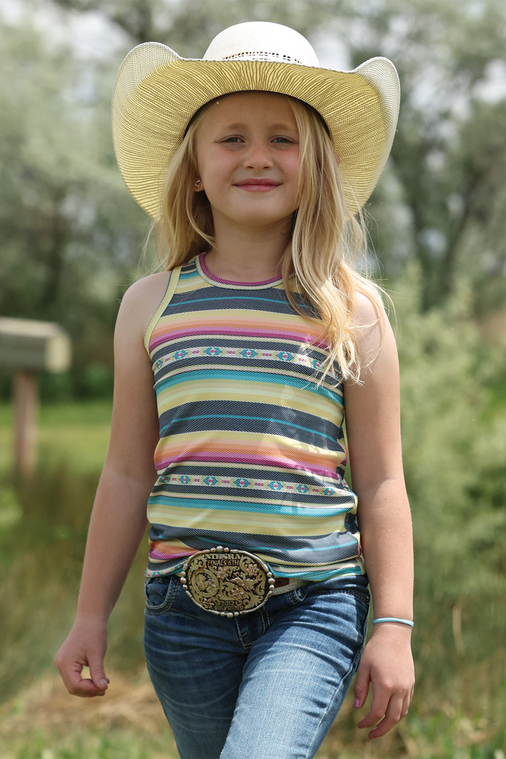 CINCH GIRLS MULTI STRIPED TANK