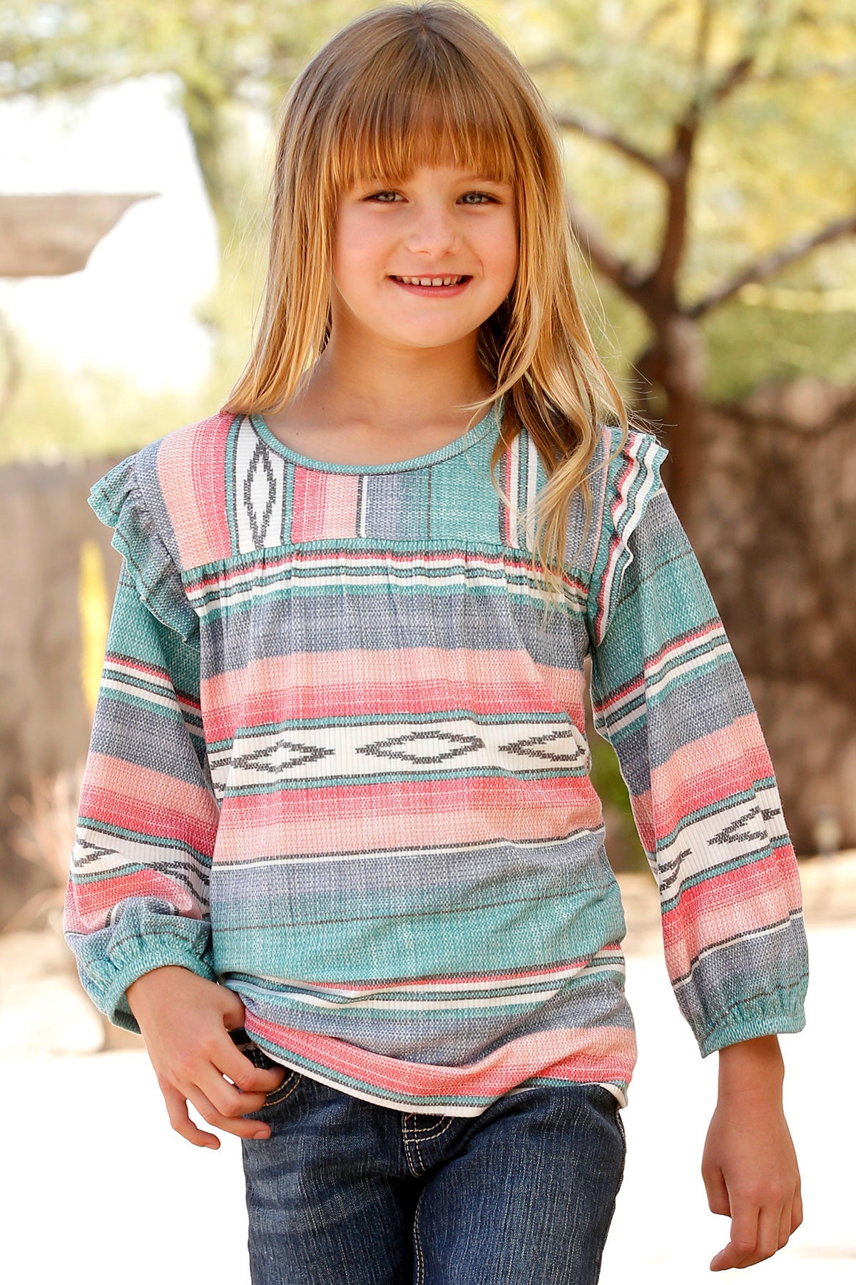 CRUEL GIRL KIDS BLOUSE SERAPE RUFFLE LONG SLV