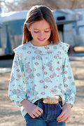 CRUEL GIRL GIRLS MINT RUFFLE BLOUSE