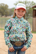 GIRLS CINCH TEAL W/ HATS N BOOTS
