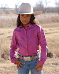 GIRLS MAGENTA GRY STRIPE