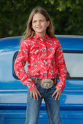 GIRLS CINCH CORAL RED BUTTON