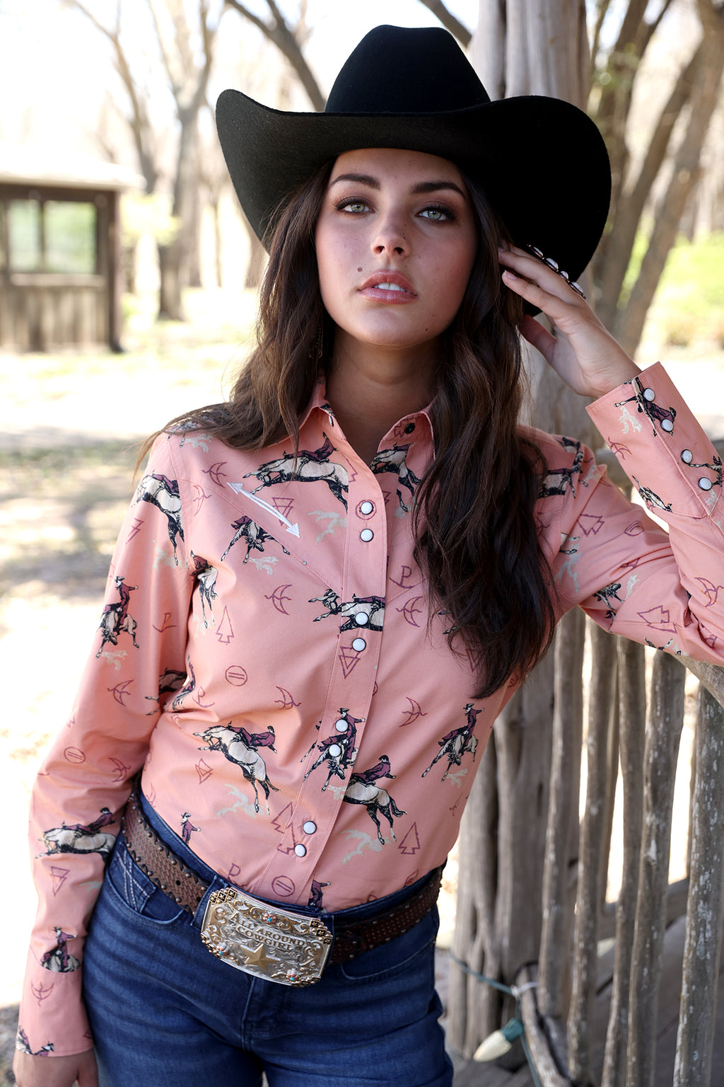 CINCH PEACH BLOUSE WITH BRONC