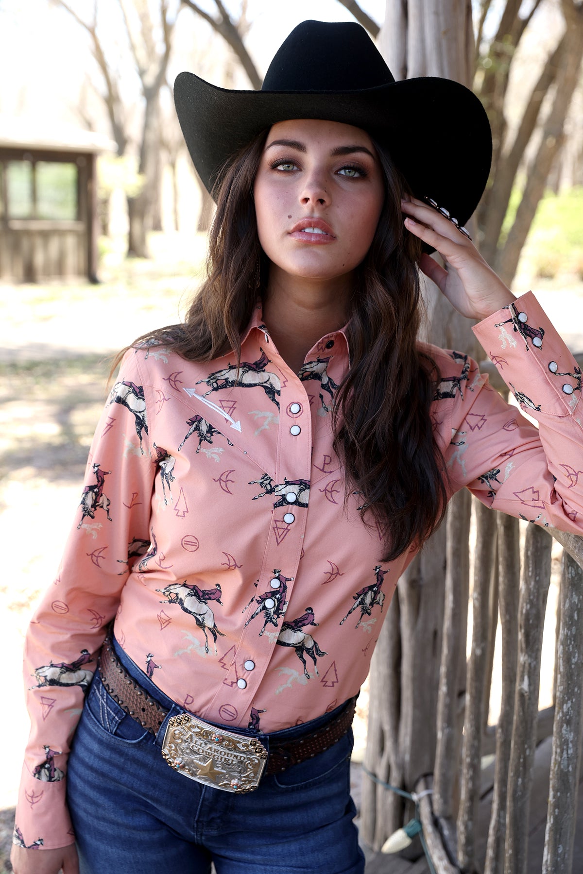 CINCH PEACH BLOUSE WITH BRONC