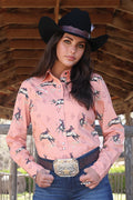 CINCH PEACH BLOUSE WITH BRONC