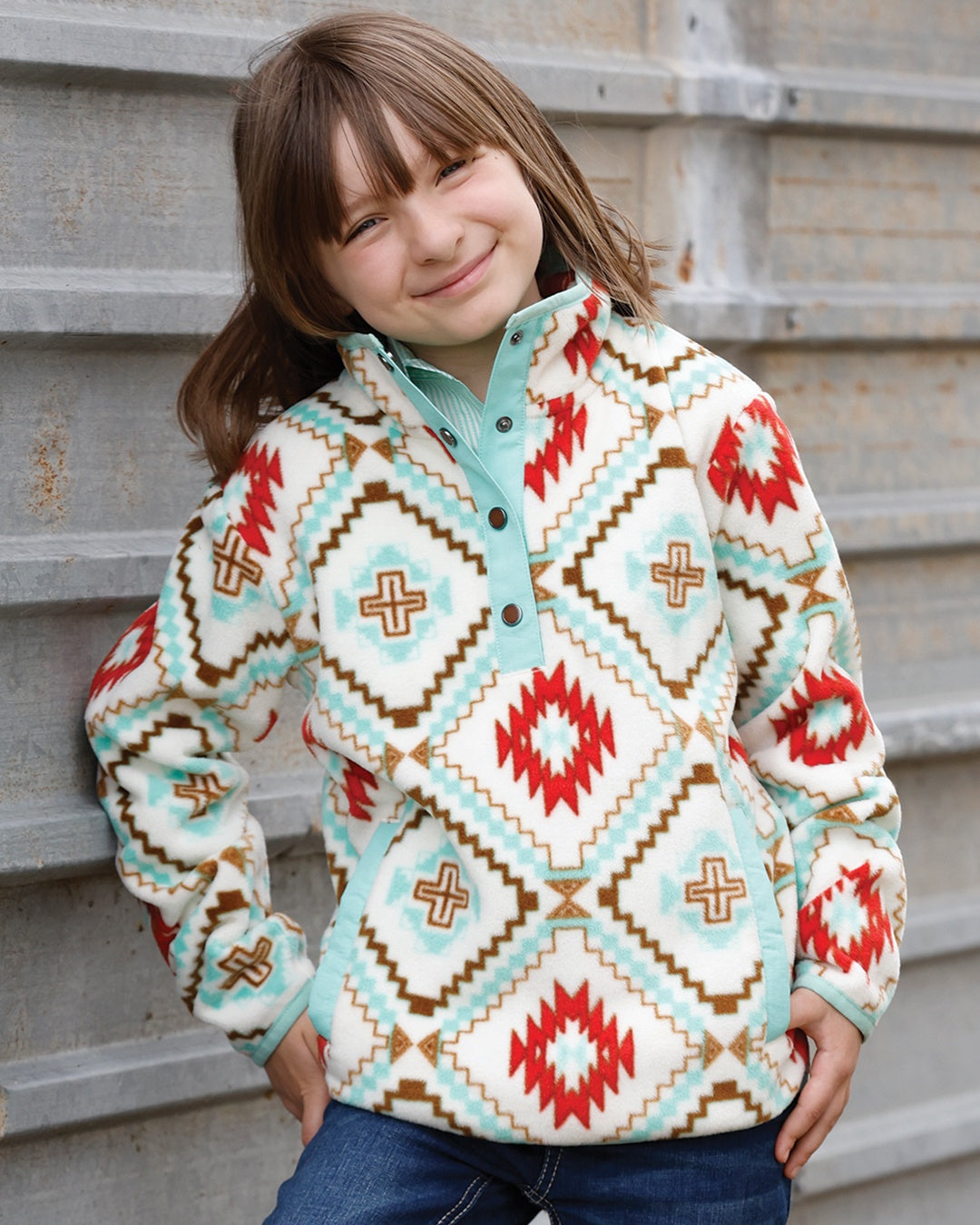 CINCH GIRL FLEECE AZTECH SWEATSHIRT