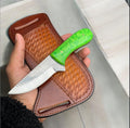 Handmade Cowboy Knife Sheath – 8" Rasp Steel Blade with Parrot Resin Handle & Western Leather Sheath
