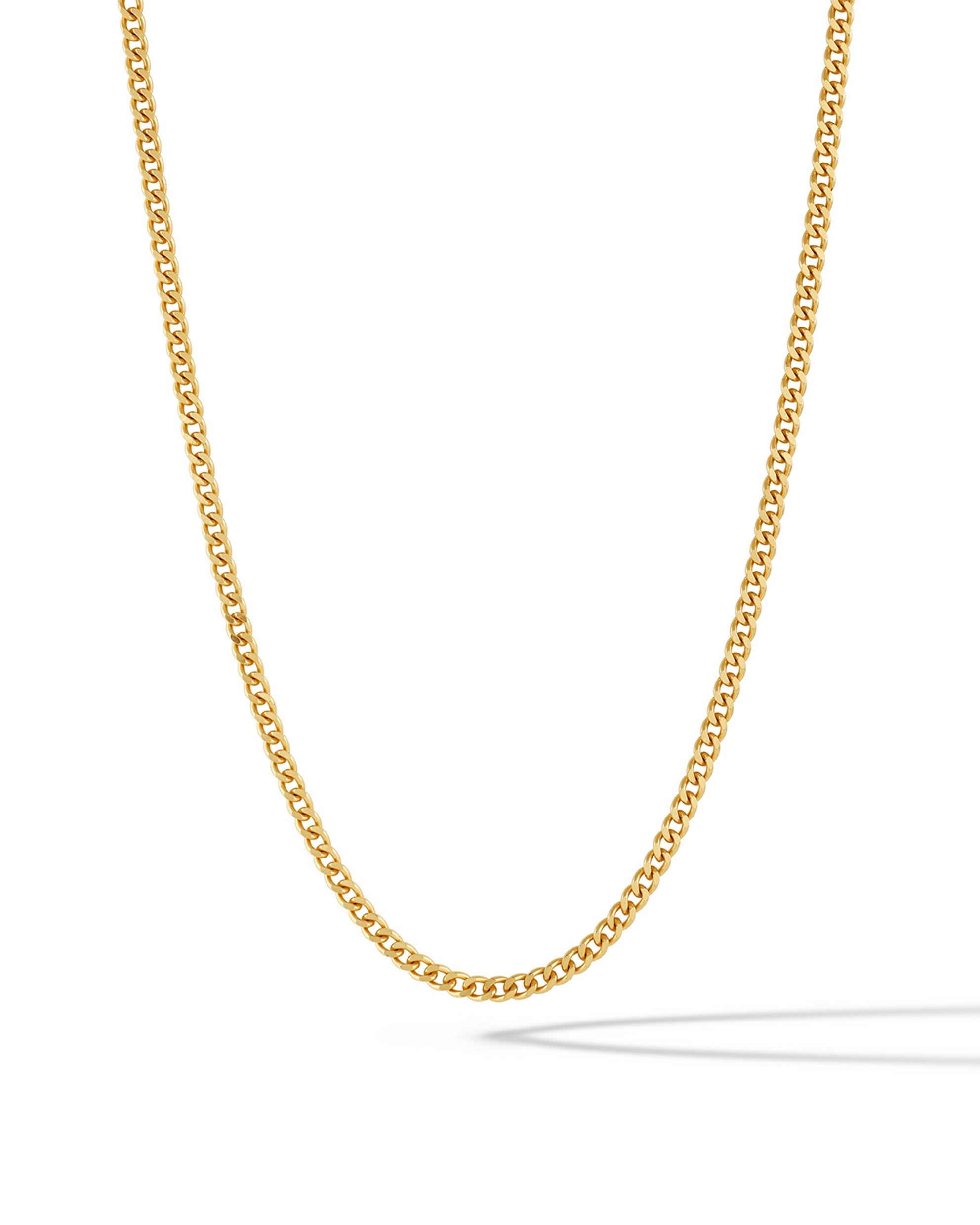 Curb Chain Necklace, 3MM - 14K Gold