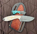 Cowboy Bull Cutter Knives - Custom Handmade Damascus Steel Blade with Resin Handle