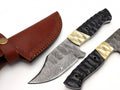 Custom Handmade Damascus Skinning Knife with Resin & Brass Handle