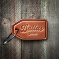 Dallas Texas Script Leather Luggage Tag