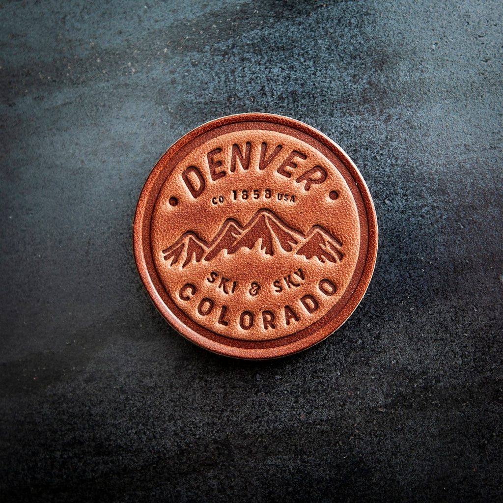 Denver Colorado Leather Magnet Circle Style