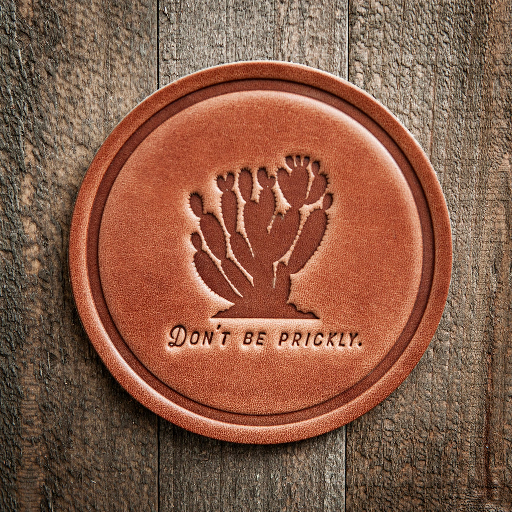Don't Be Prickly Leather Coaster