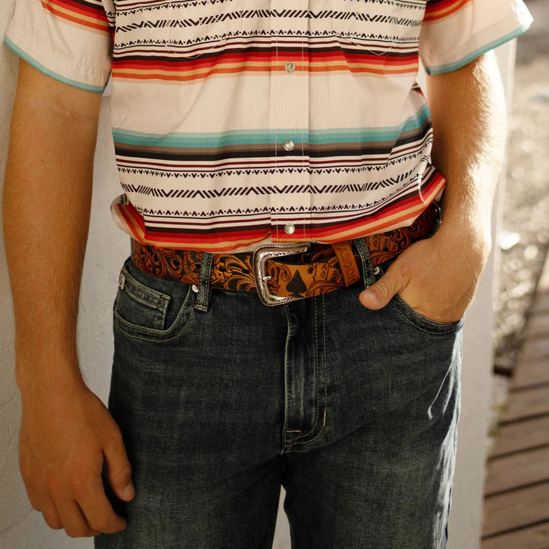 Gambler" Brown/Black Filigree Belt