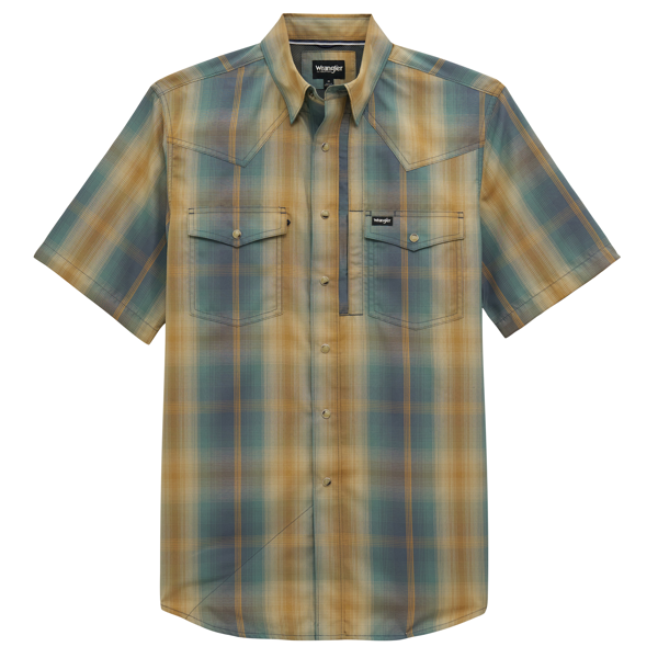 Performance Short Sleeve Relaxed Fit Plaid Shirt
