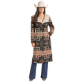 Women's Aztec Long Coat with Hood