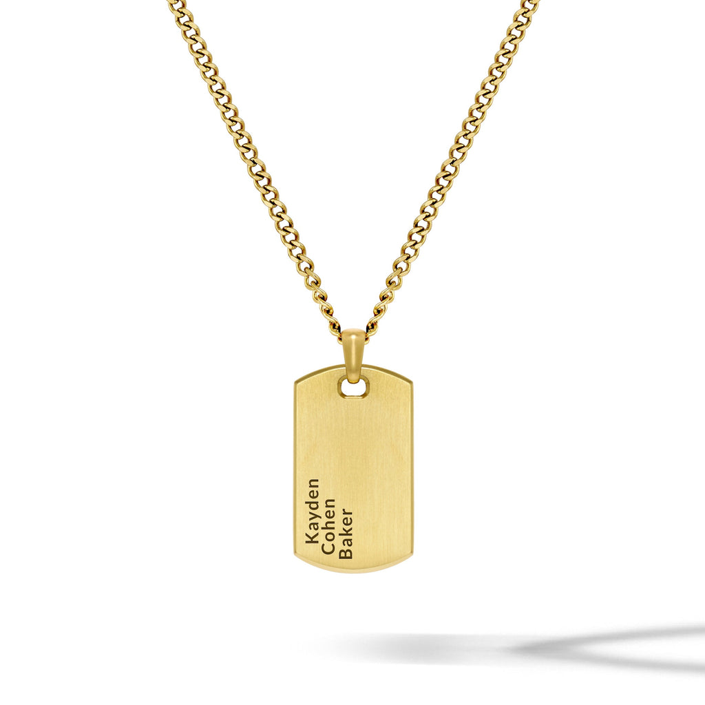 Beveled Tag Pendant - 14K Gold