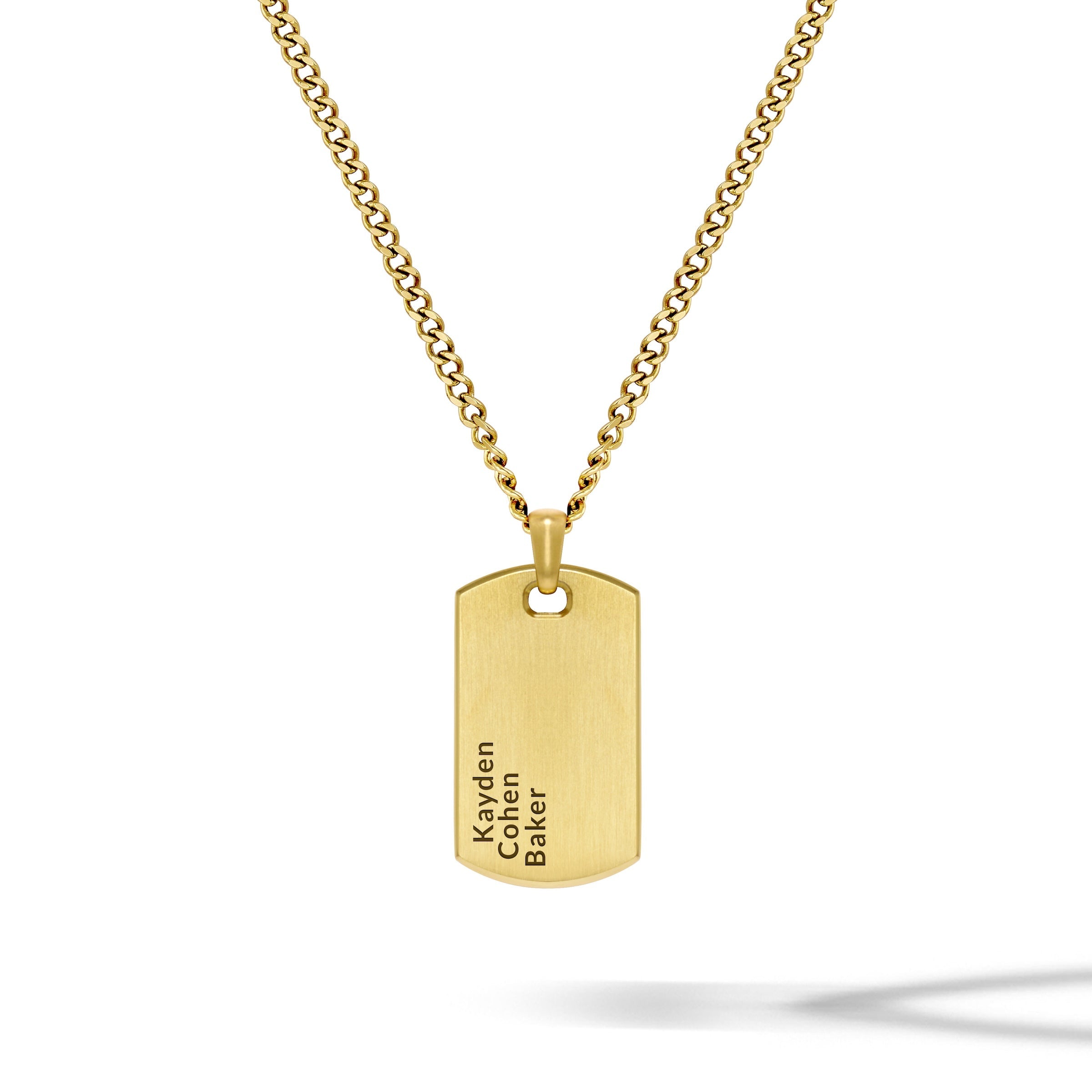 Beveled Tag Pendant - 14K Gold