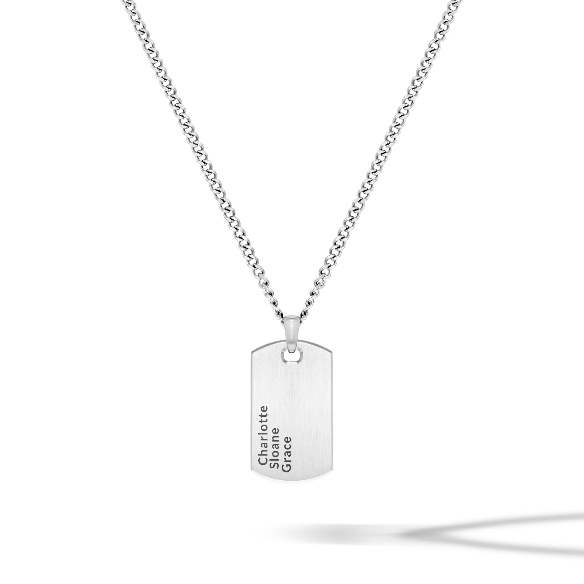Beveled Tag Pendant - Silver