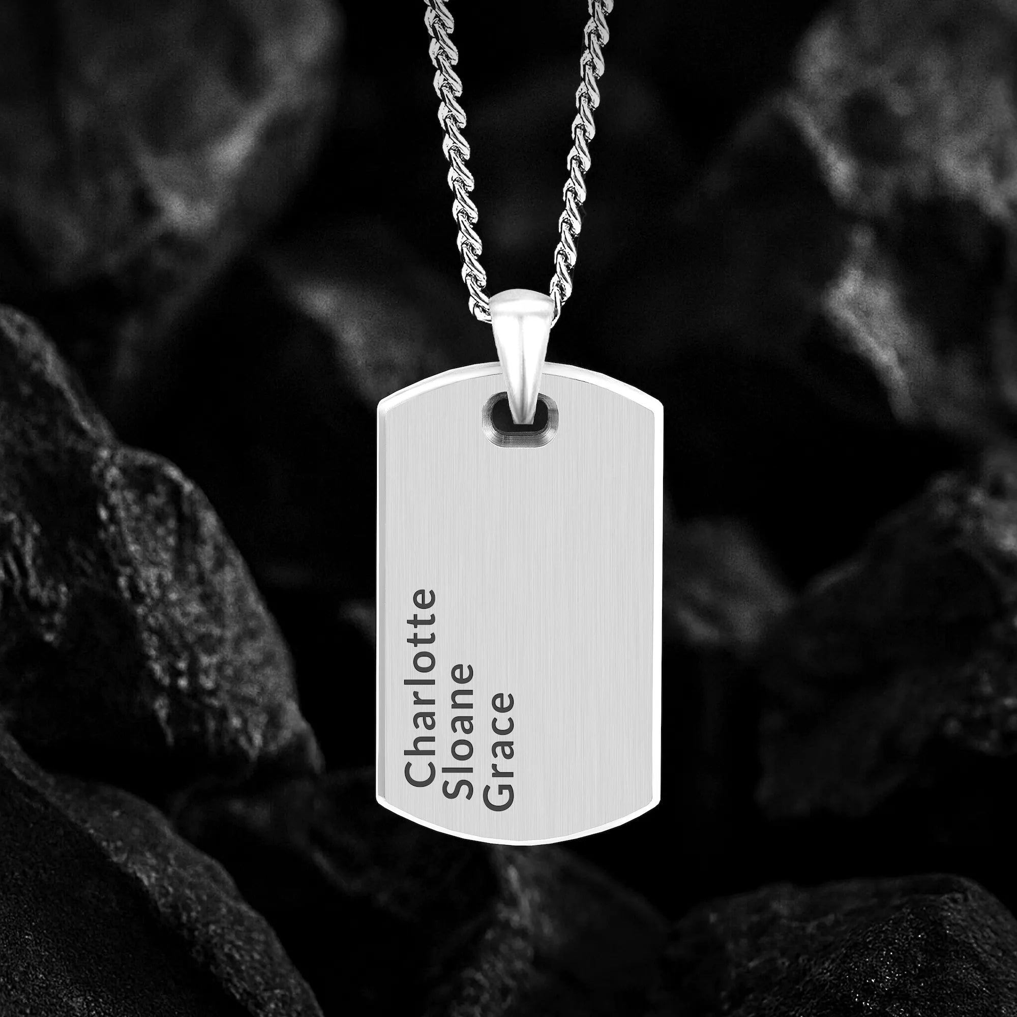 Beveled Tag Pendant - Silver
