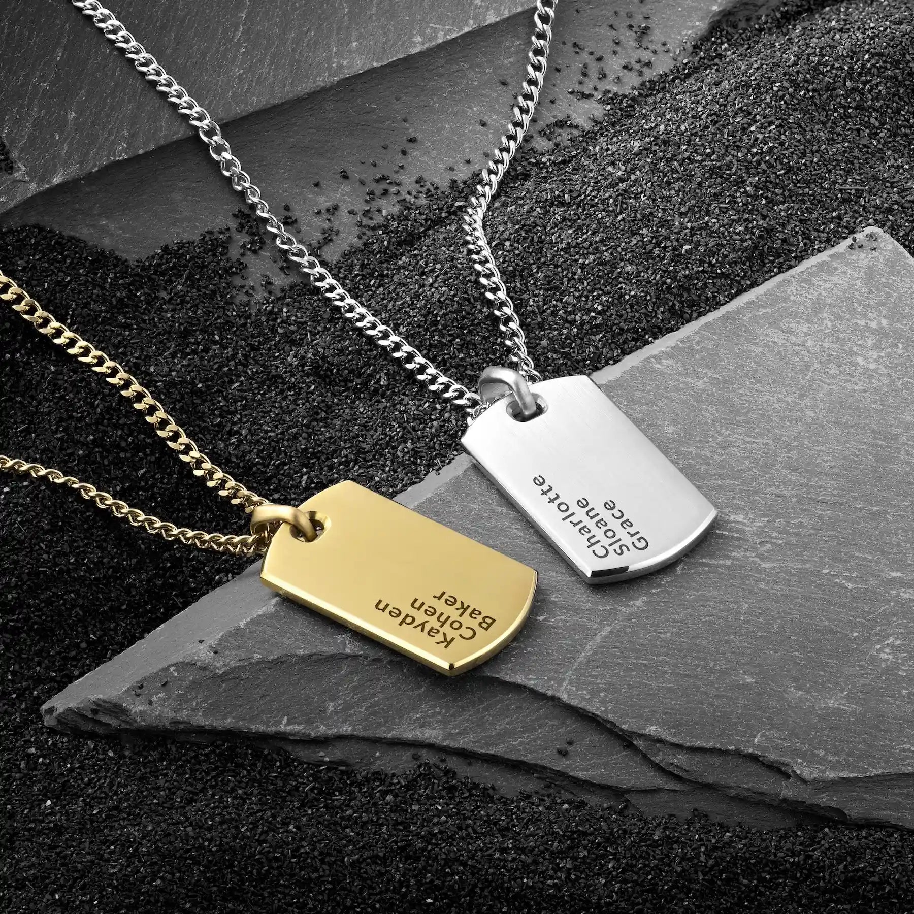 Beveled Tag Pendant - Silver