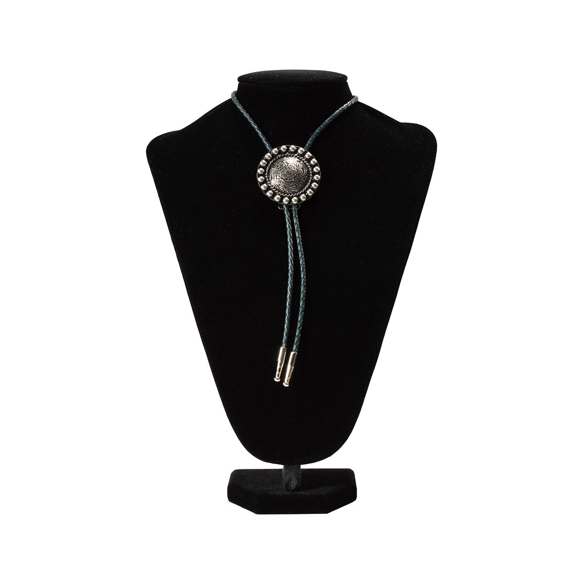 Double S Bolo Tie Floral Engraved
