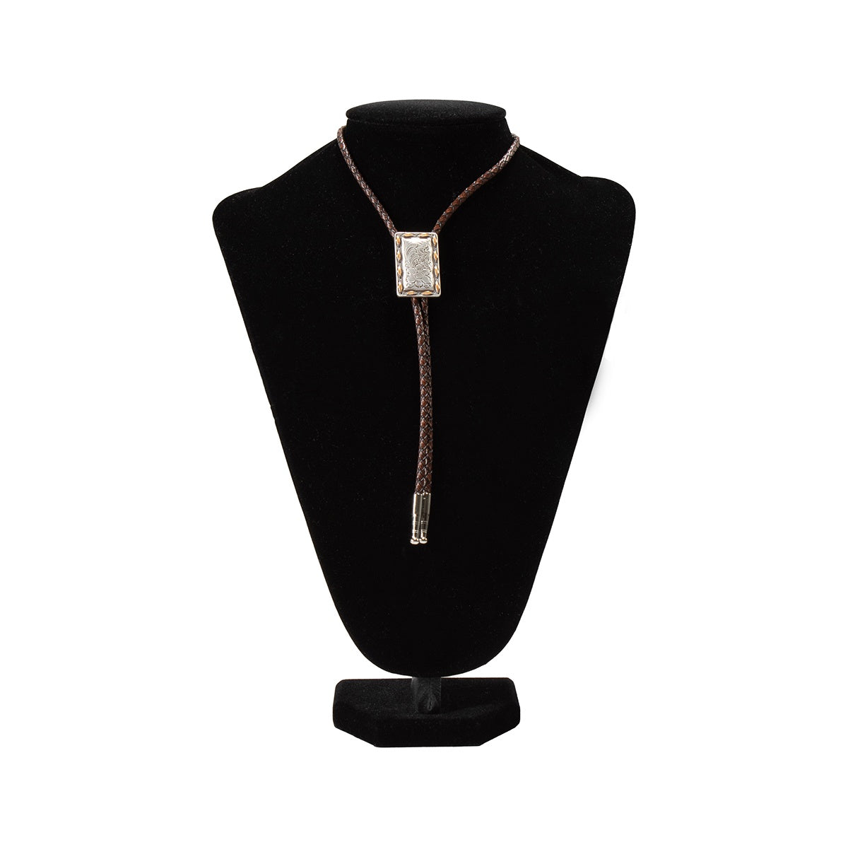 Double S Bolo Tie Rectagle Buck Lace