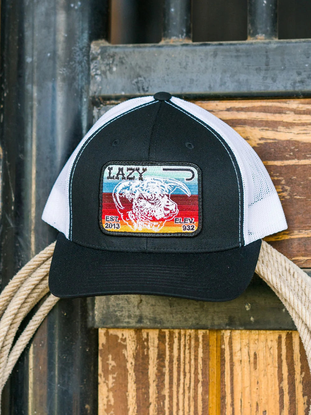 Lazy J Ranch Black & White Serape Elevation Mid