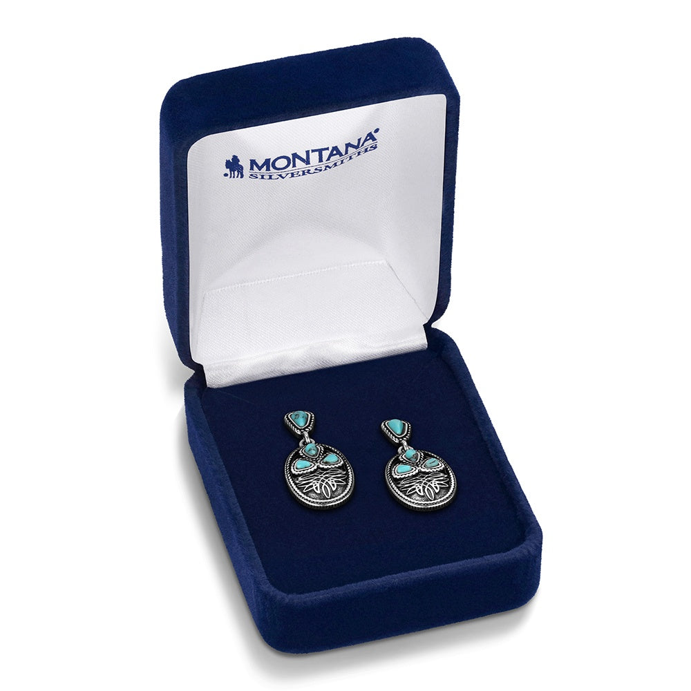 Boot Stitch Turquoise Earrings