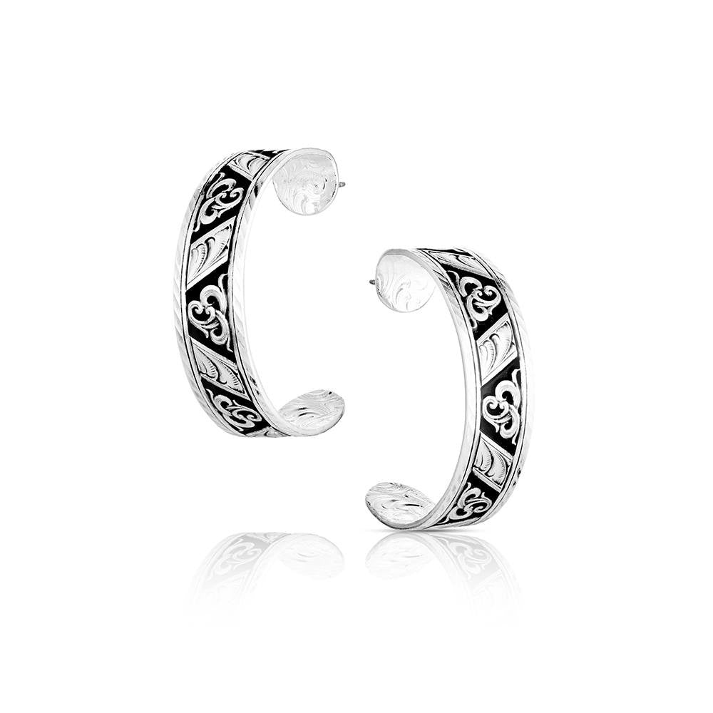 Interlaced Noir Filigree Hoop Earrings ER-6640