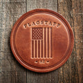 Flagstaff Arizona American Flag Leather Coaster