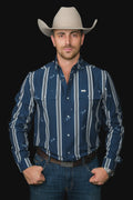 Rhett Long Sleeve Pearl Snap in Blue