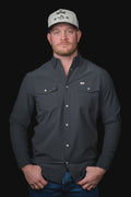 CORE - Men's Grey Long Sleeve Pearl Snap Shirt