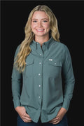 CORE - Women's Aqua Long Sleeve Pearl Snap Shirt