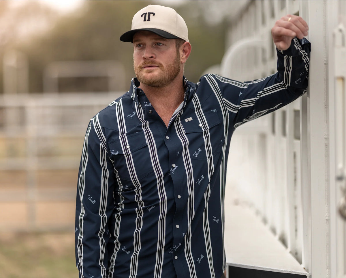 Rhett Long Sleeve Pearl Snap in Blue