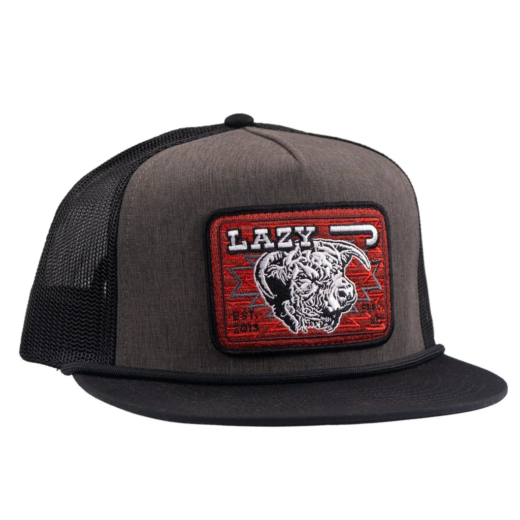 Lazy J Ranch CharGrey & Black Red Cowpoke Trucker