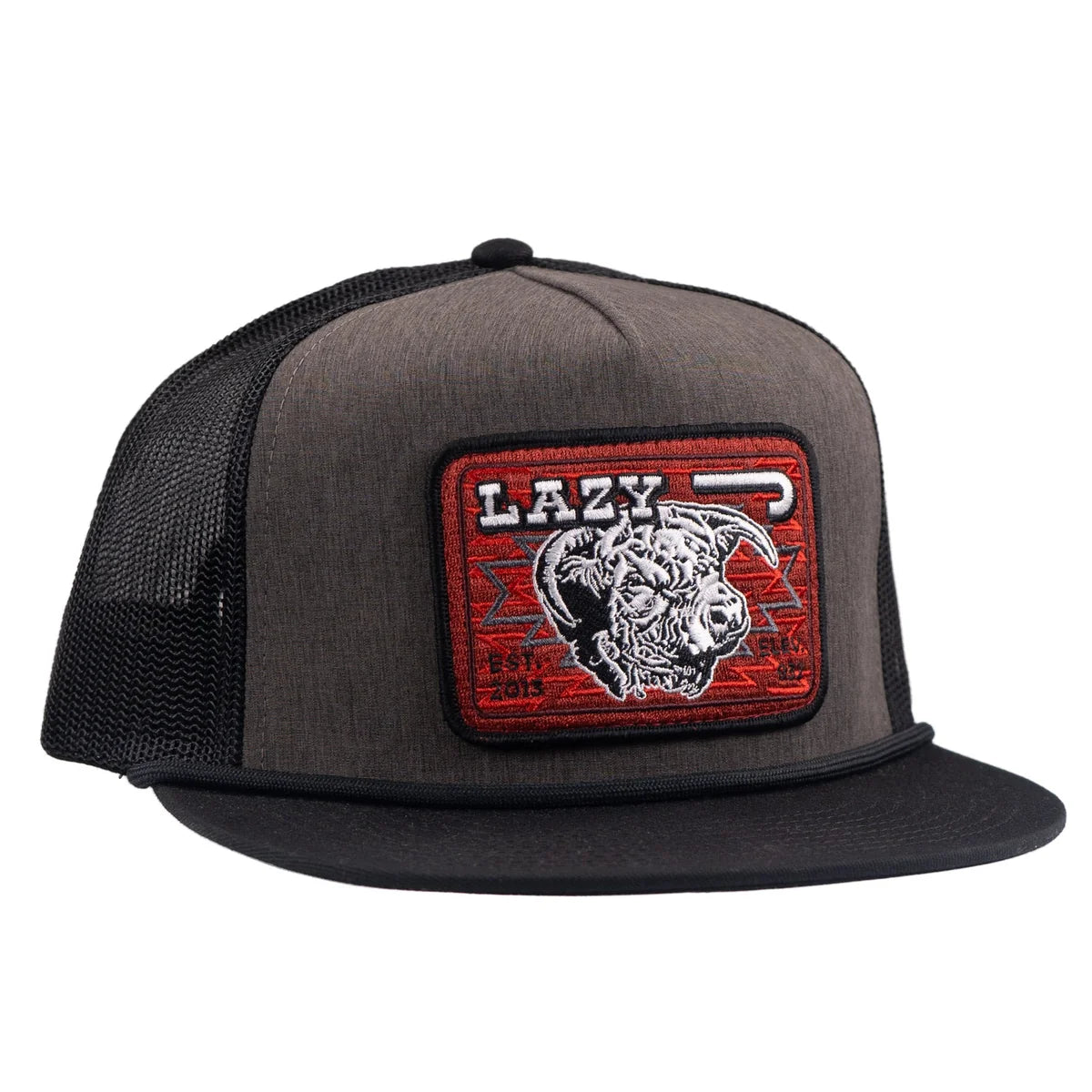 Lazy J Ranch CharGrey & Black Red Cowpoke Trucker