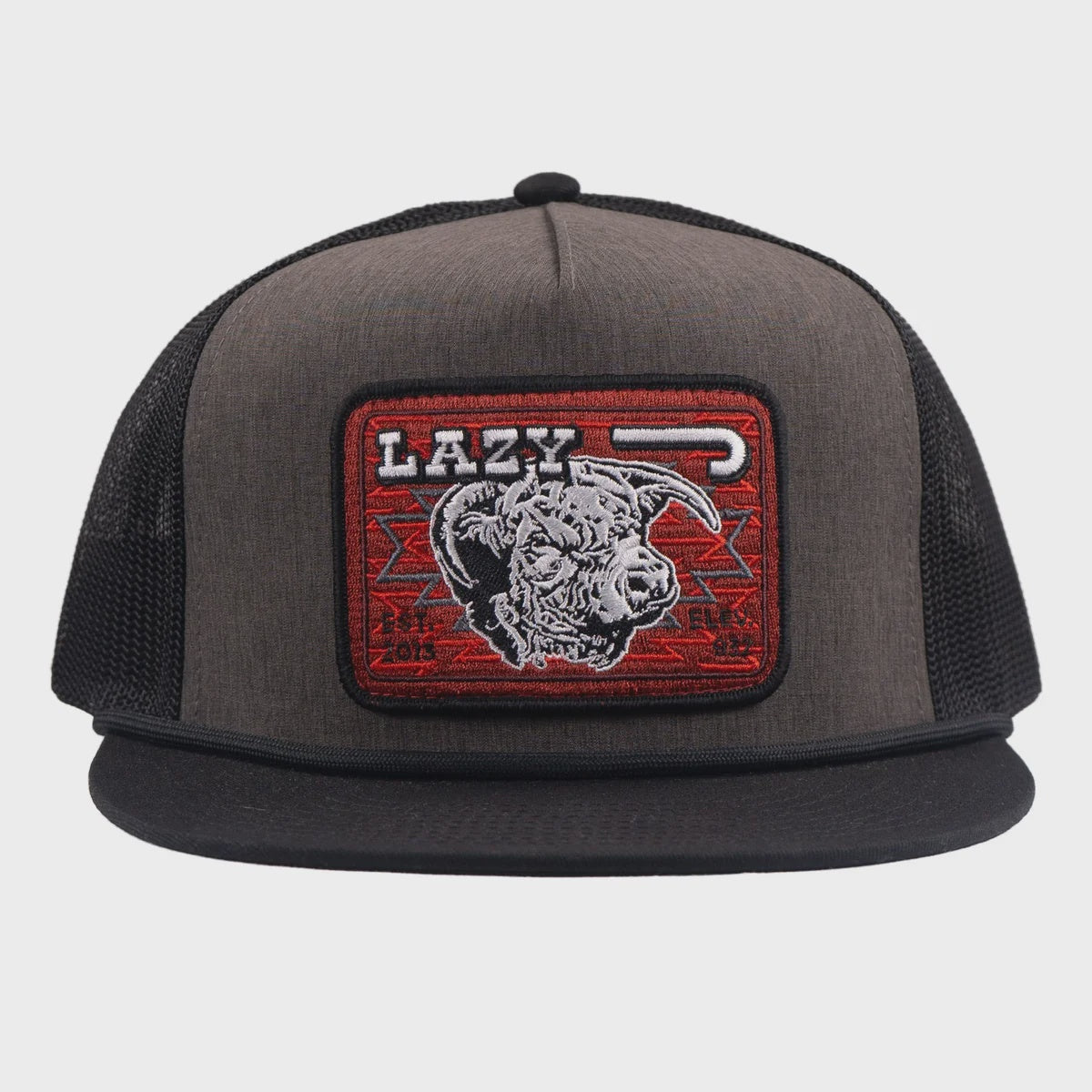 Lazy J Ranch CharGrey & Black Red Cowpoke Trucker