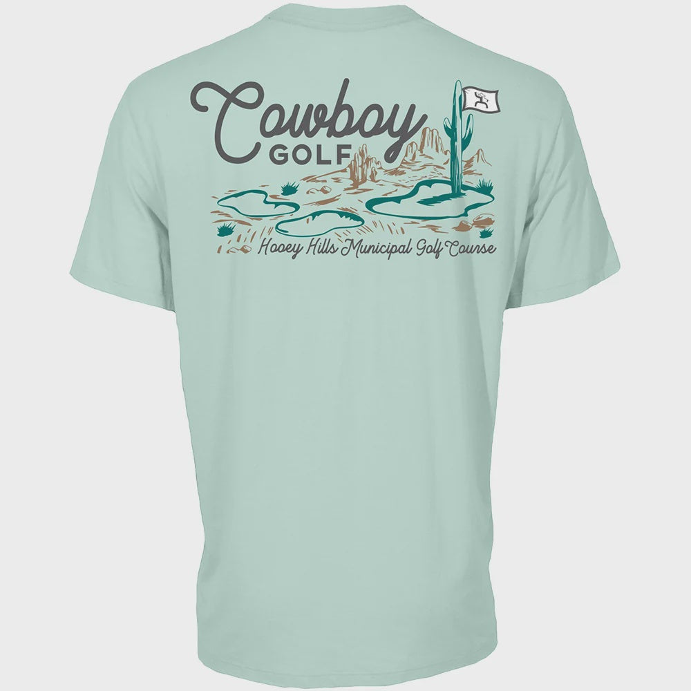 Hooey Hills" Aqua Cowboy Golf T-shirt