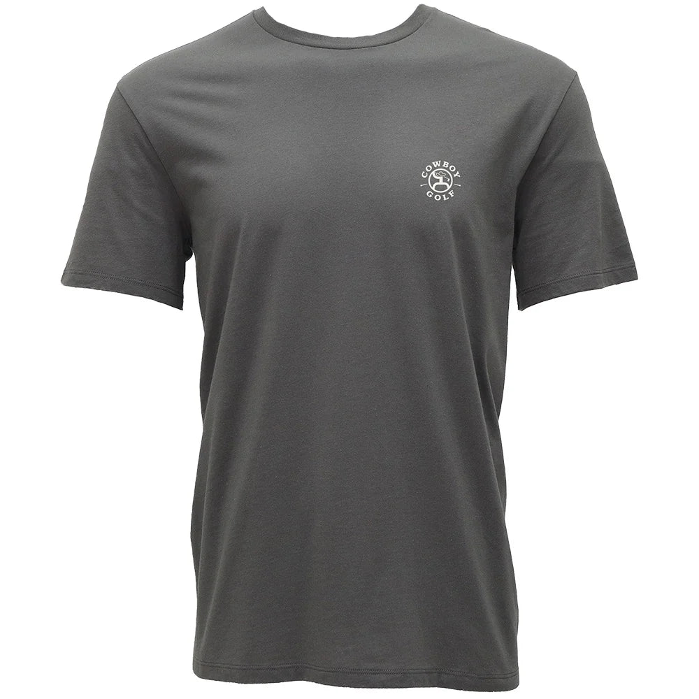 Buckin' Round" Dark Grey Cowboy Golf T-shirt