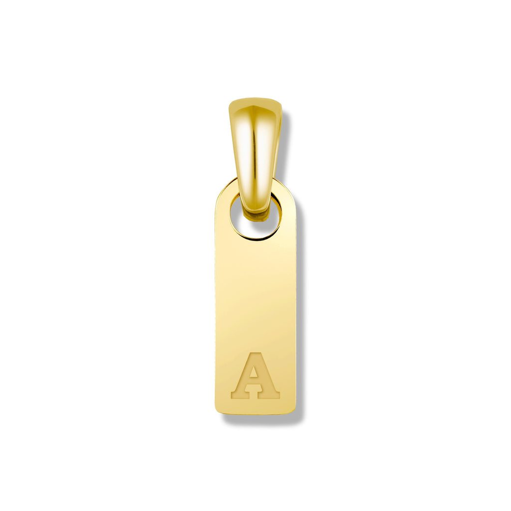 Initial Tag Pendant - 14K Gold