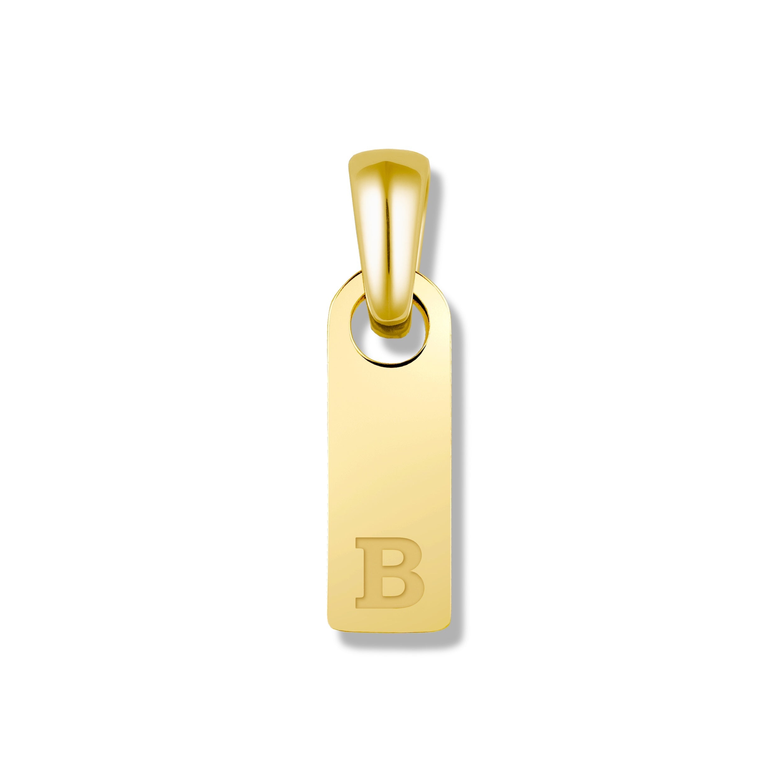 Initial Tag Pendant - 14K Gold