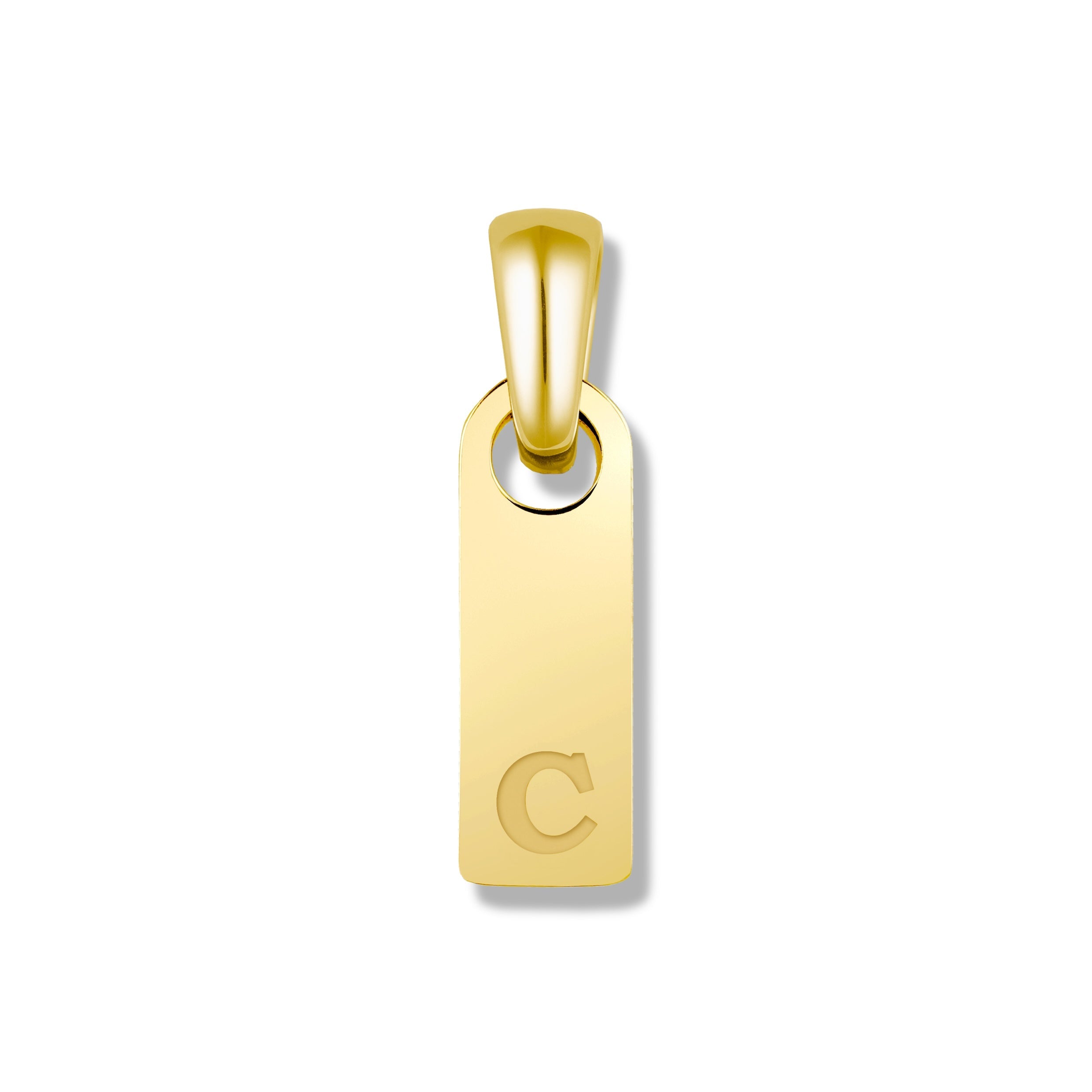Initial Tag Pendant - 14K Gold