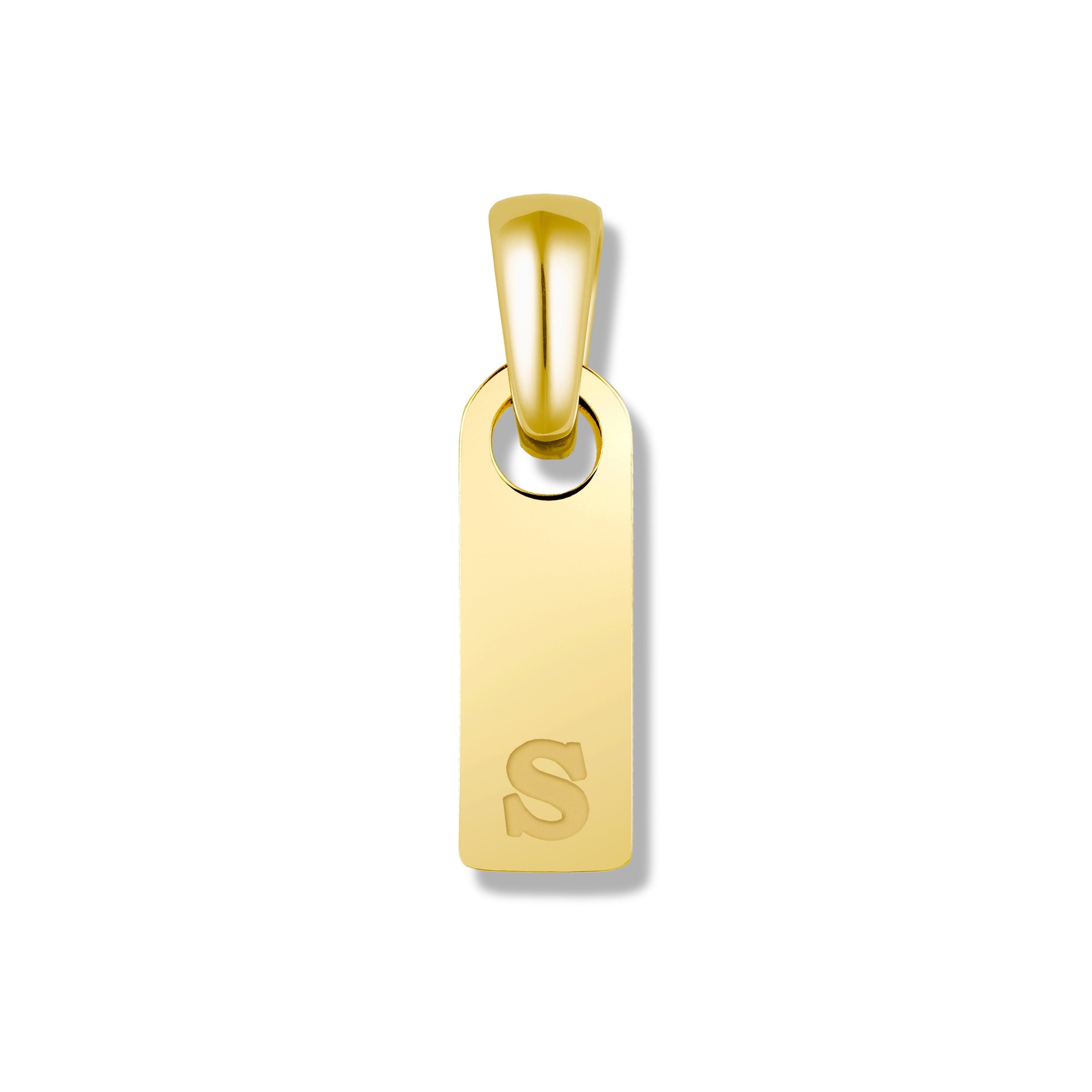 Initial Tag Pendant - 14K Gold